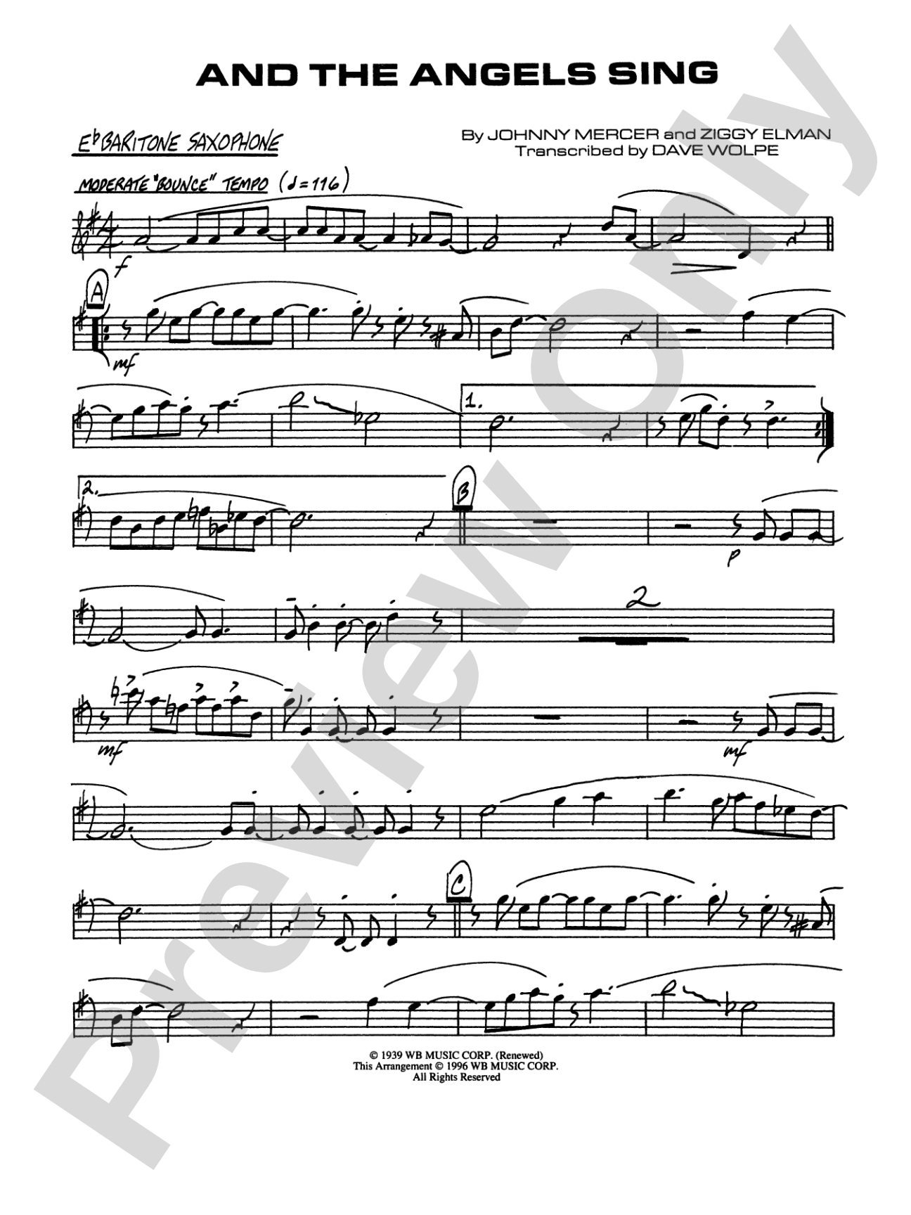 And the Angels Sing: E-flat Baritone Saxophone