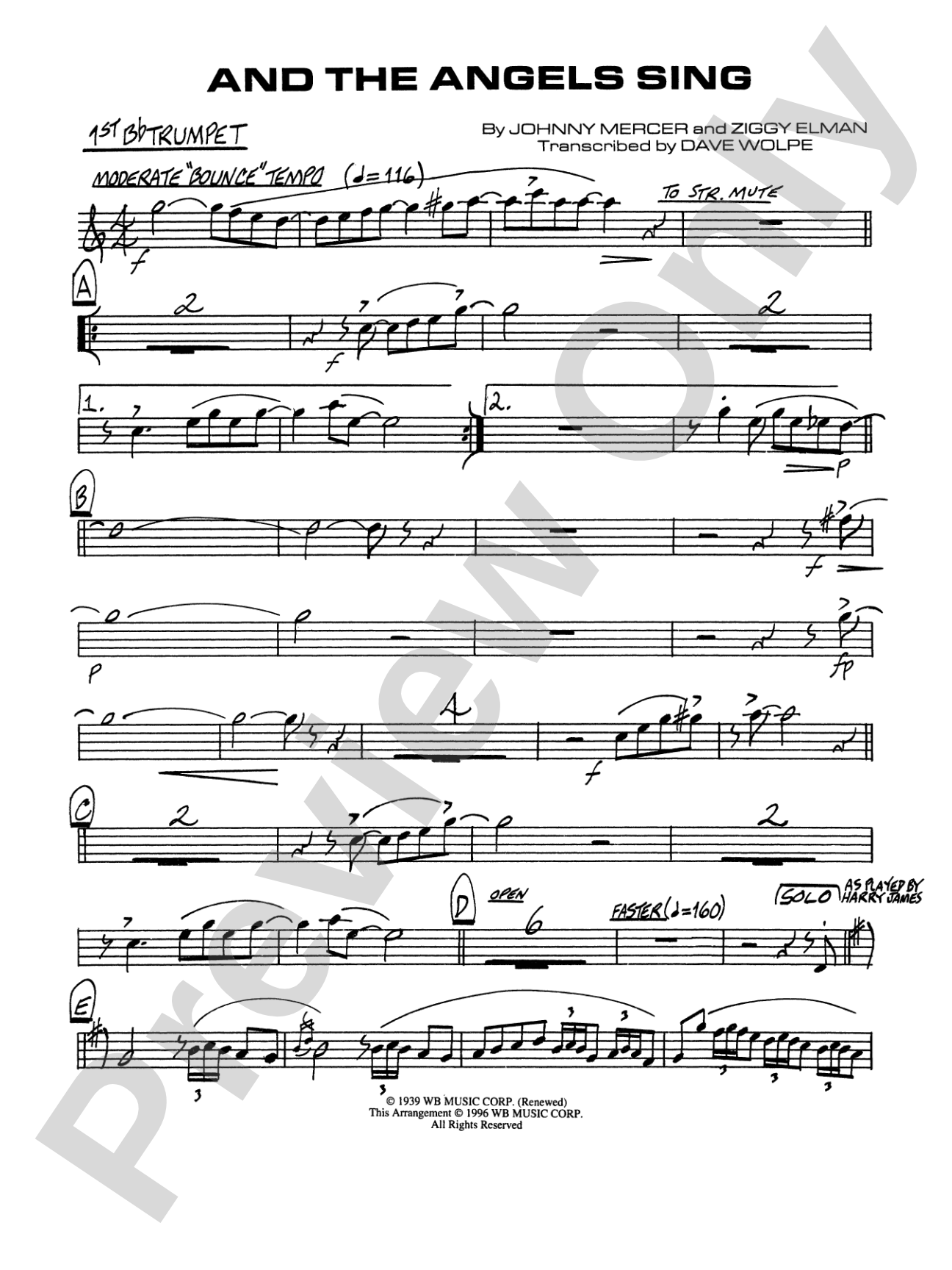 And the Angels Sing: 1st B-flat Trumpet