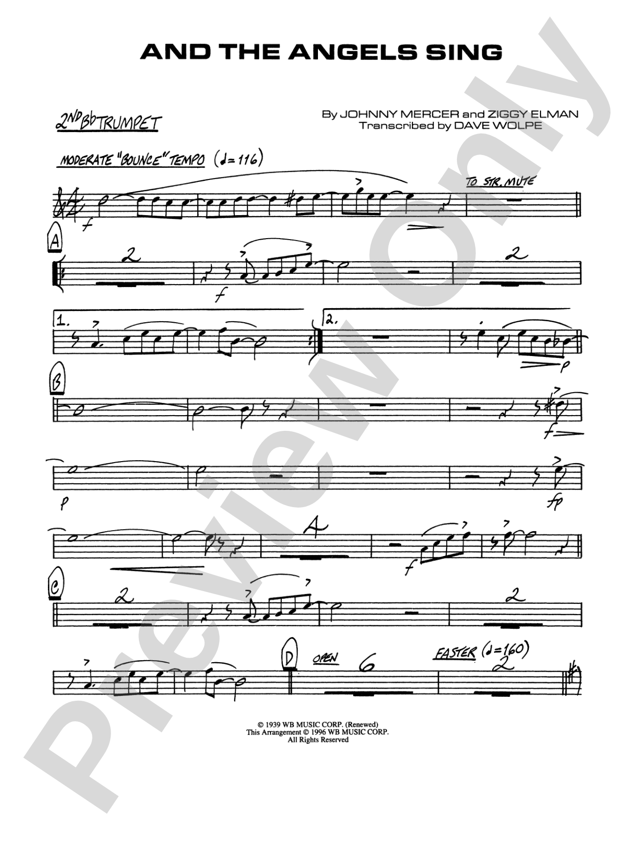 And the Angels Sing: 2nd B-flat Trumpet