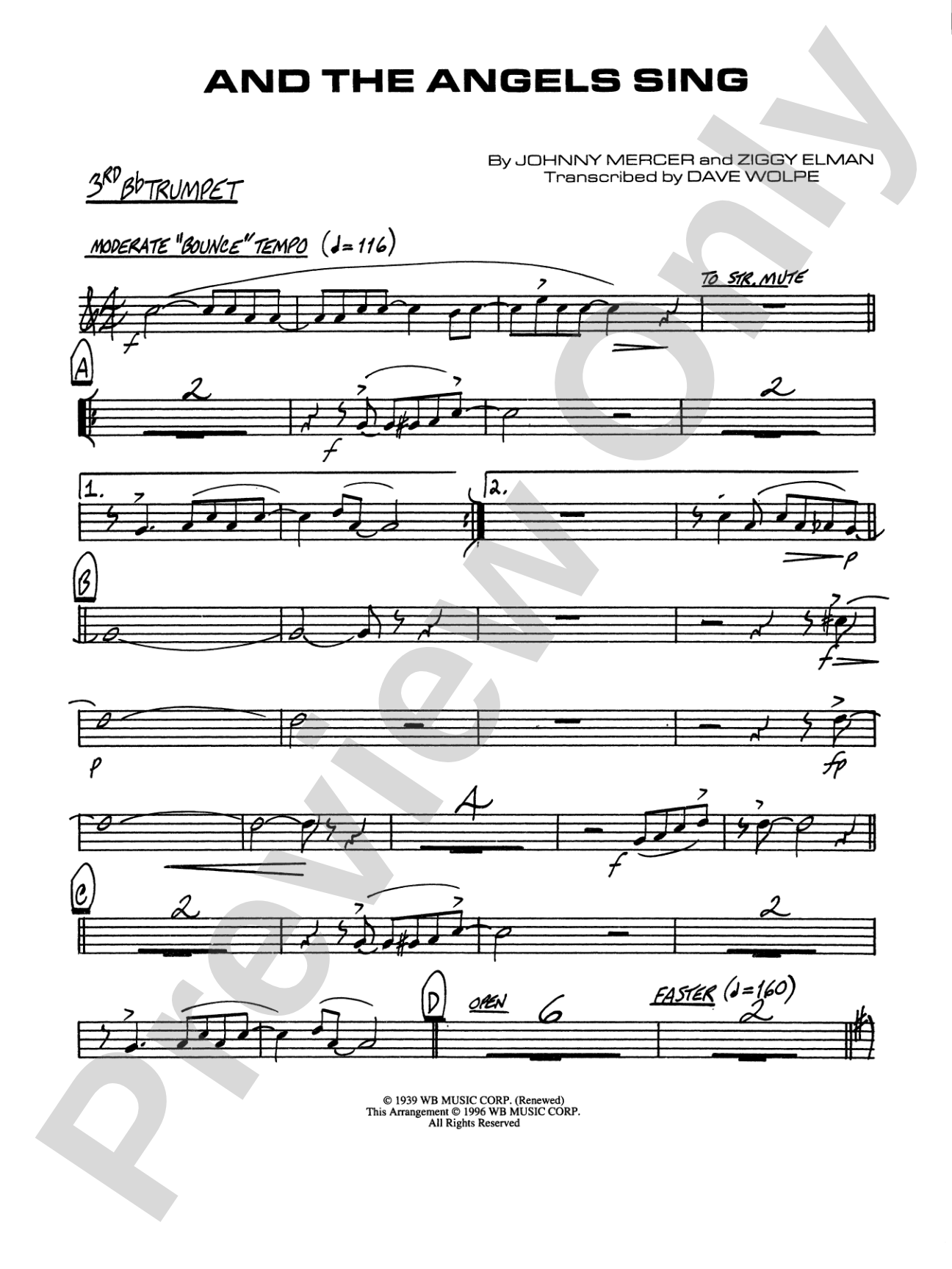 And the Angels Sing: 3rd B-flat Trumpet