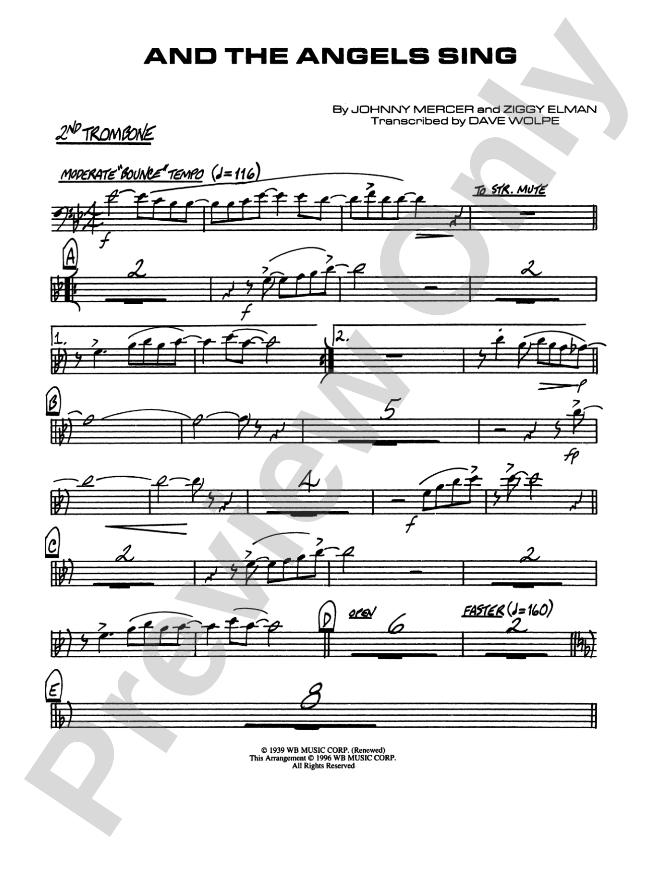 And the Angels Sing: 2nd Trombone