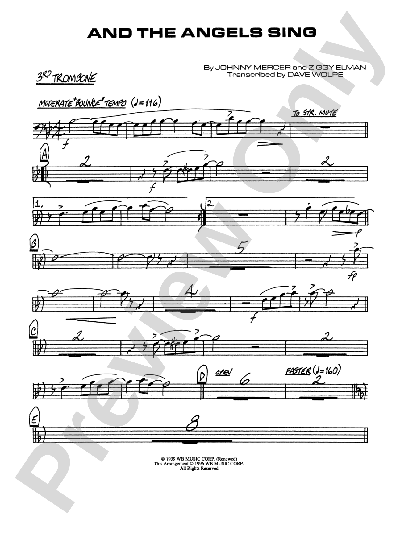 And the Angels Sing: 3rd Trombone
