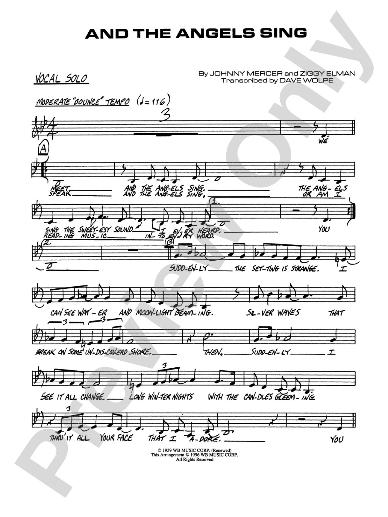 And the Angels Sing: Vocal Solo