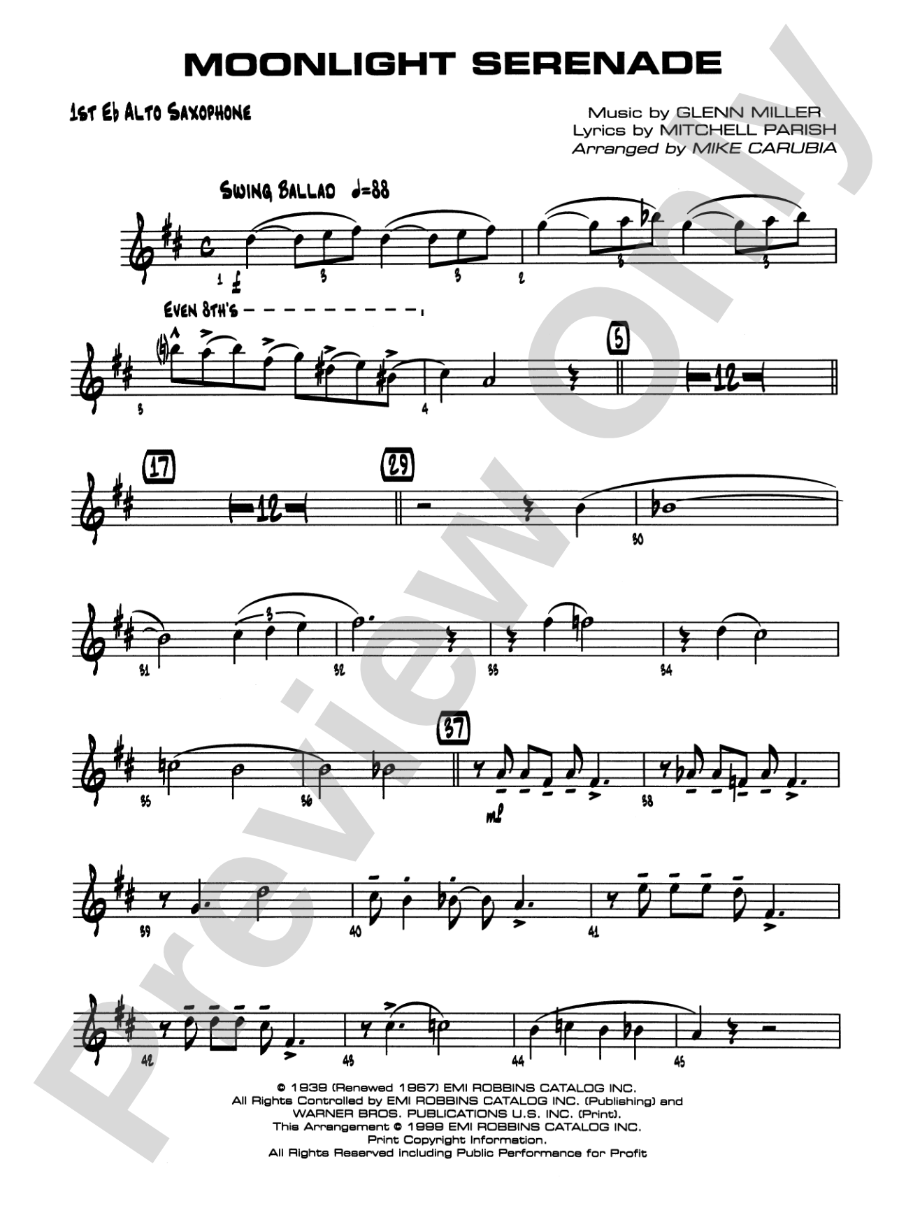 Moonlight Serenade: E-flat Alto Saxophone