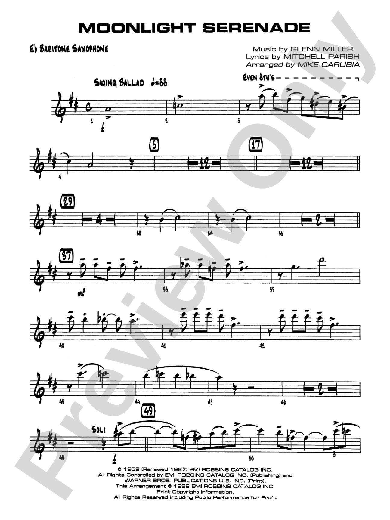 Moonlight Serenade: E-flat Baritone Saxophone
