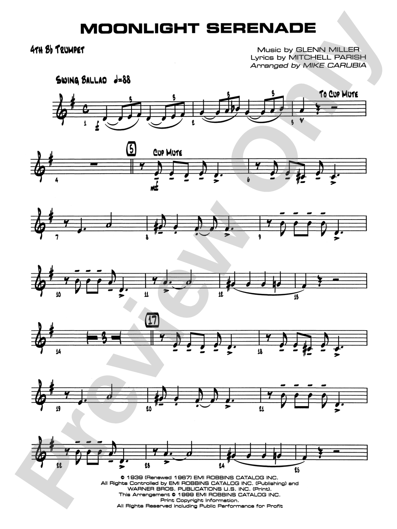 Moonlight Serenade: 4th B-flat Trumpet