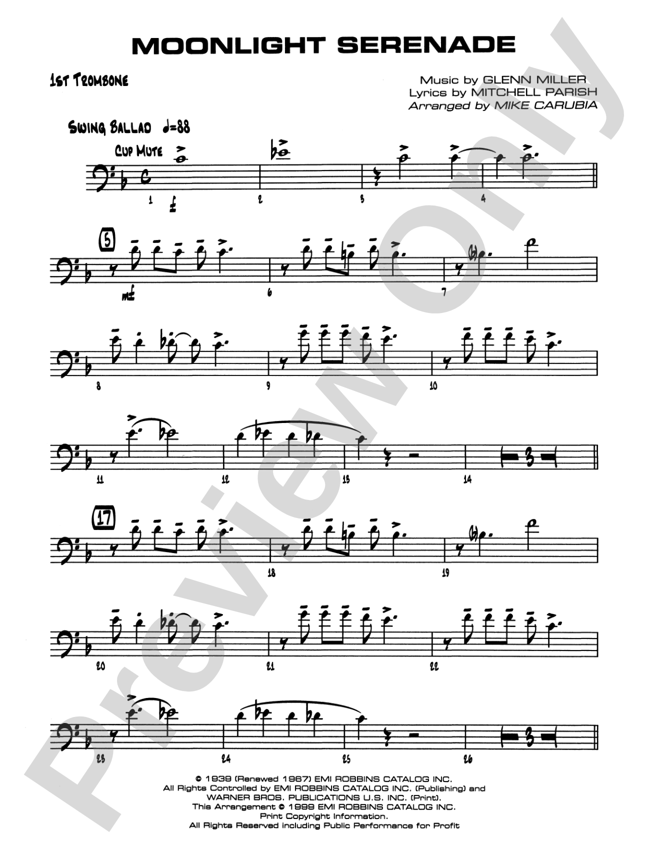 Moonlight Serenade: 1st Trombone