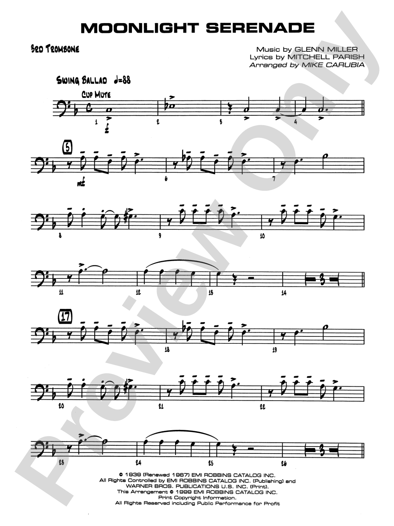 Moonlight Serenade: 3rd Trombone