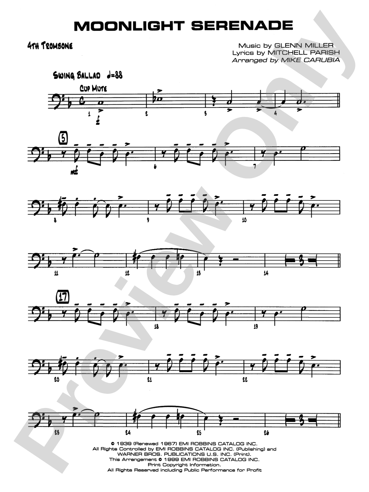 Moonlight Serenade: 4th Trombone