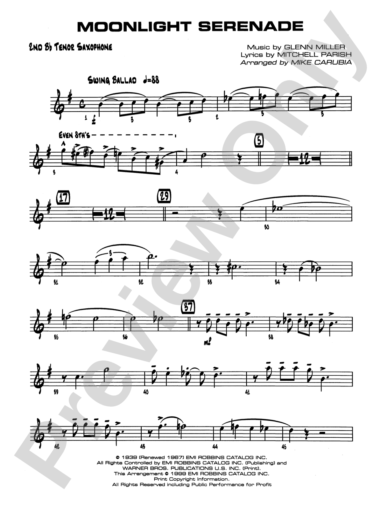 Moonlight Serenade: 2nd B-flat Tenor Saxophone