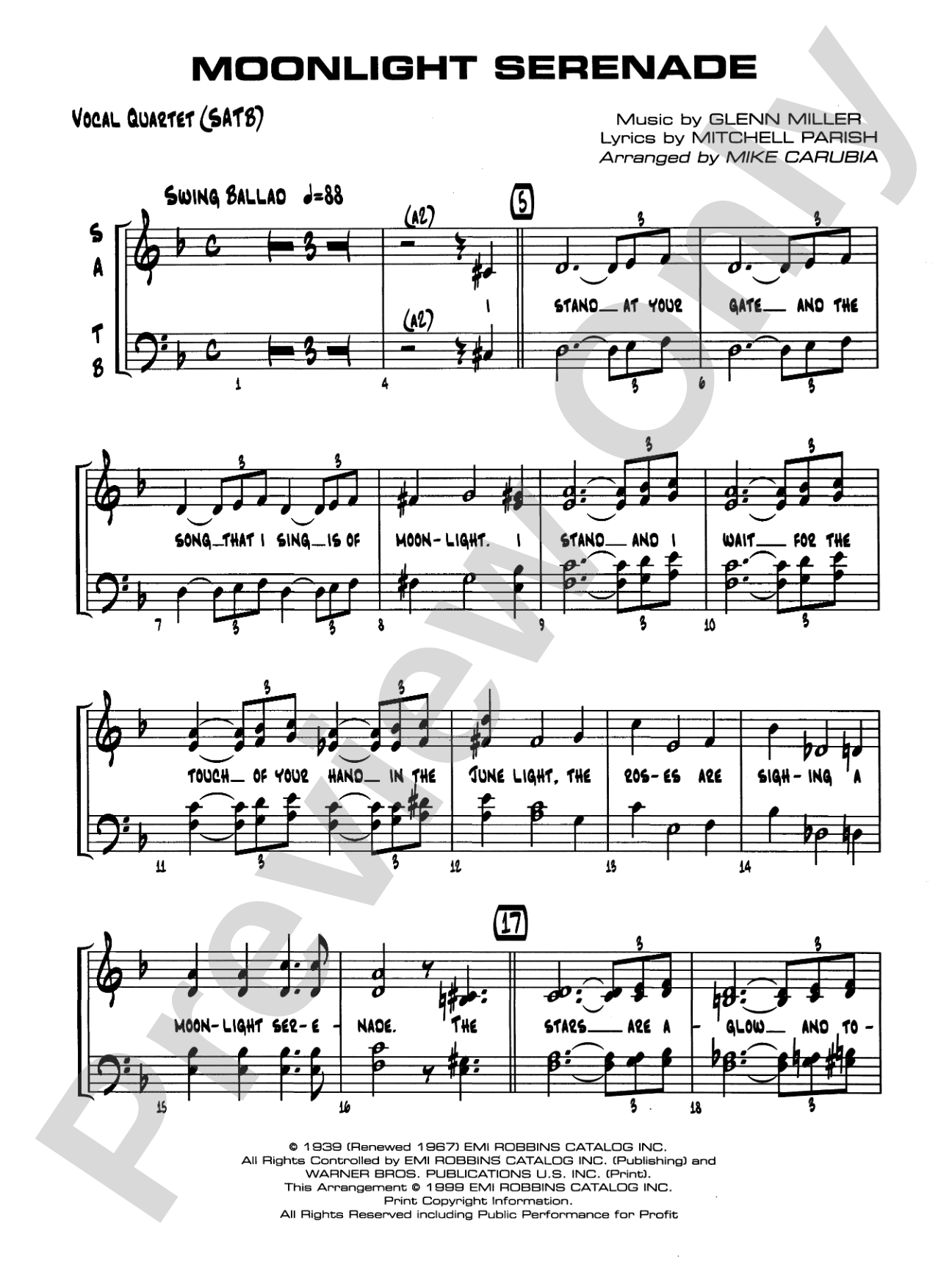 Moonlight Serenade: SATB Vocals