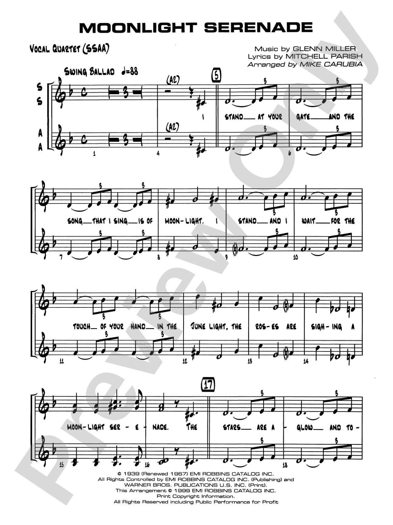 Moonlight Serenade: SSAA Vocals