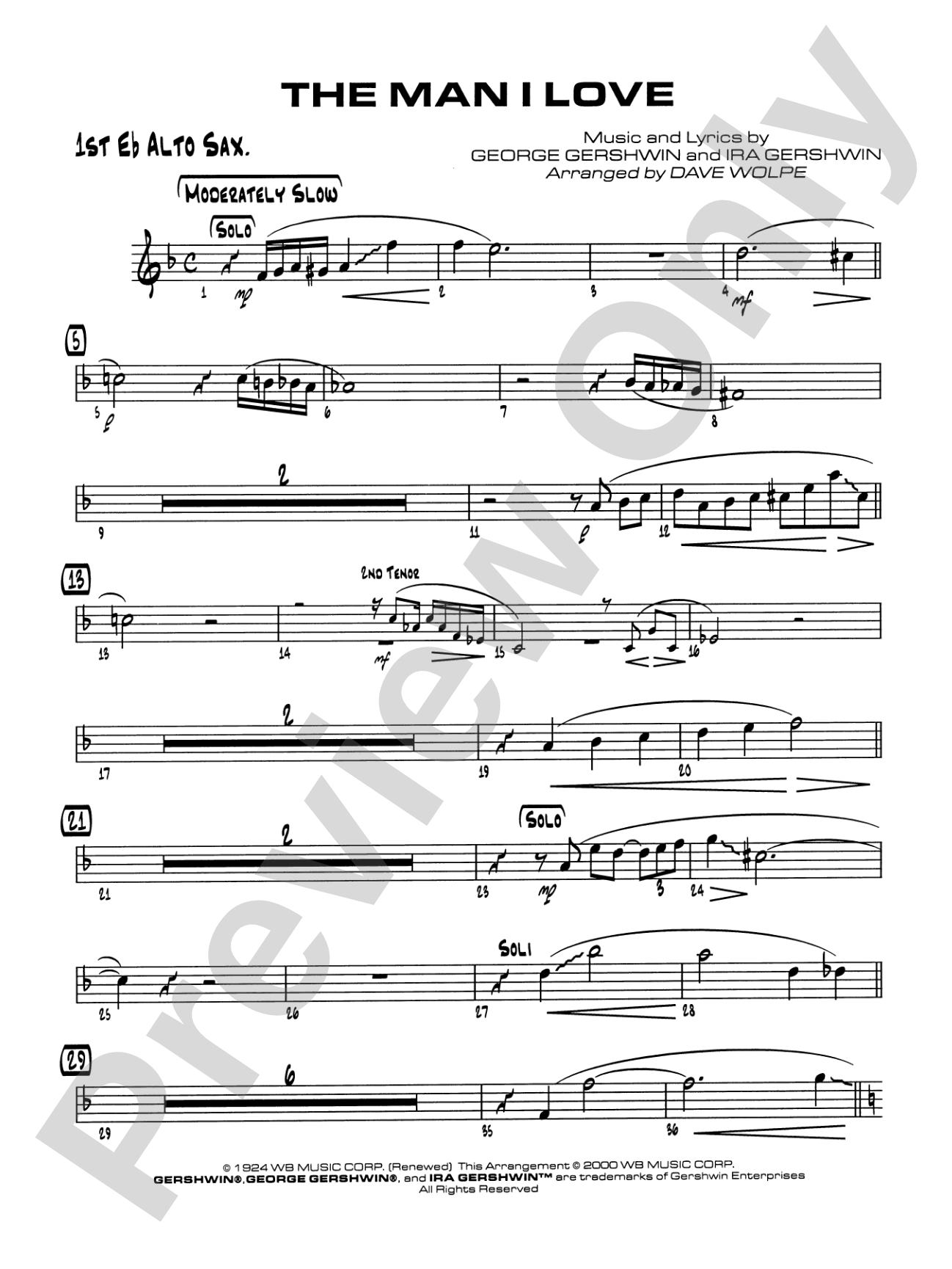 The Man I Love: E-flat Alto Saxophone
