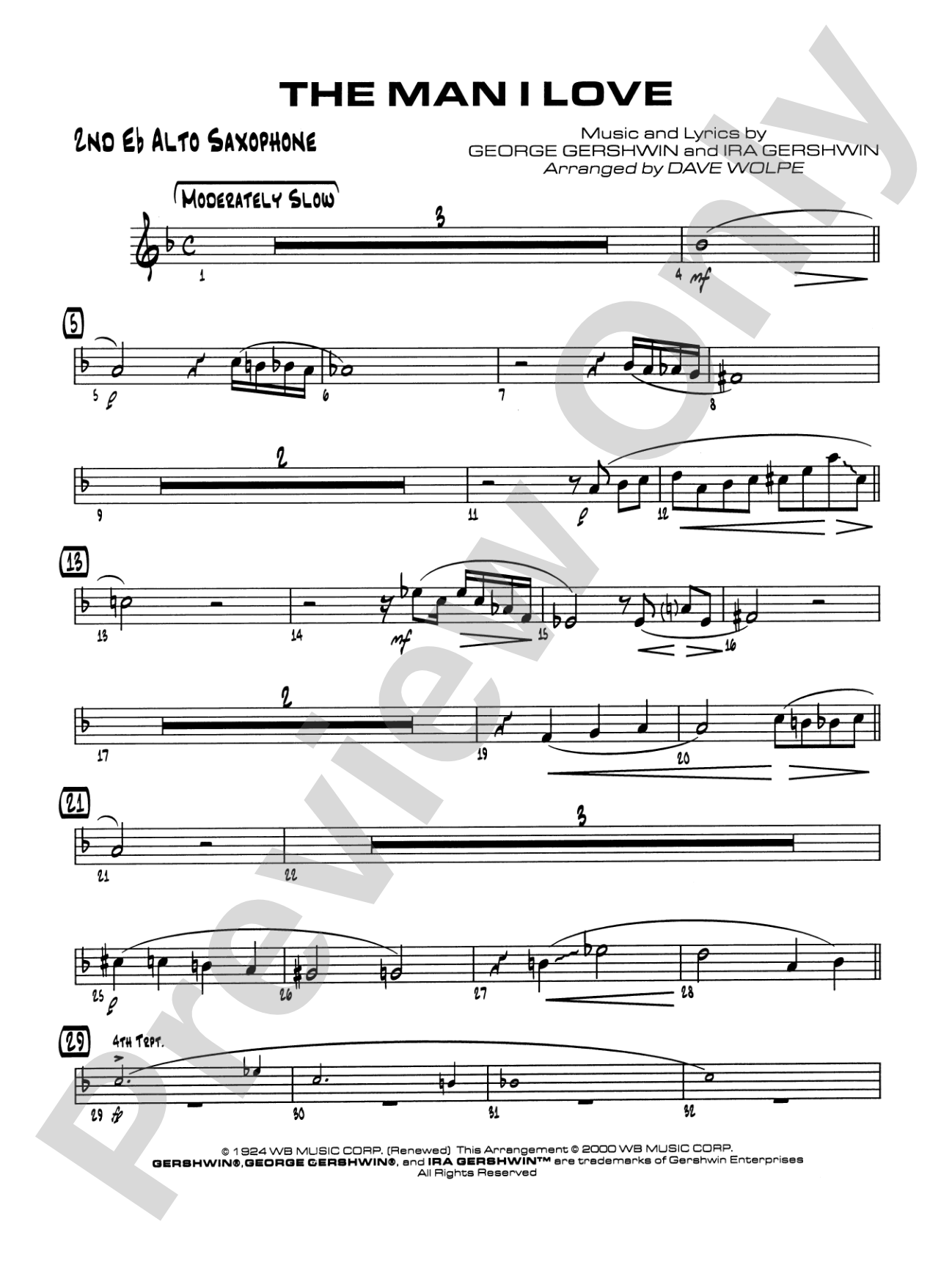 The Man I Love: 2nd E-flat Alto Saxophone