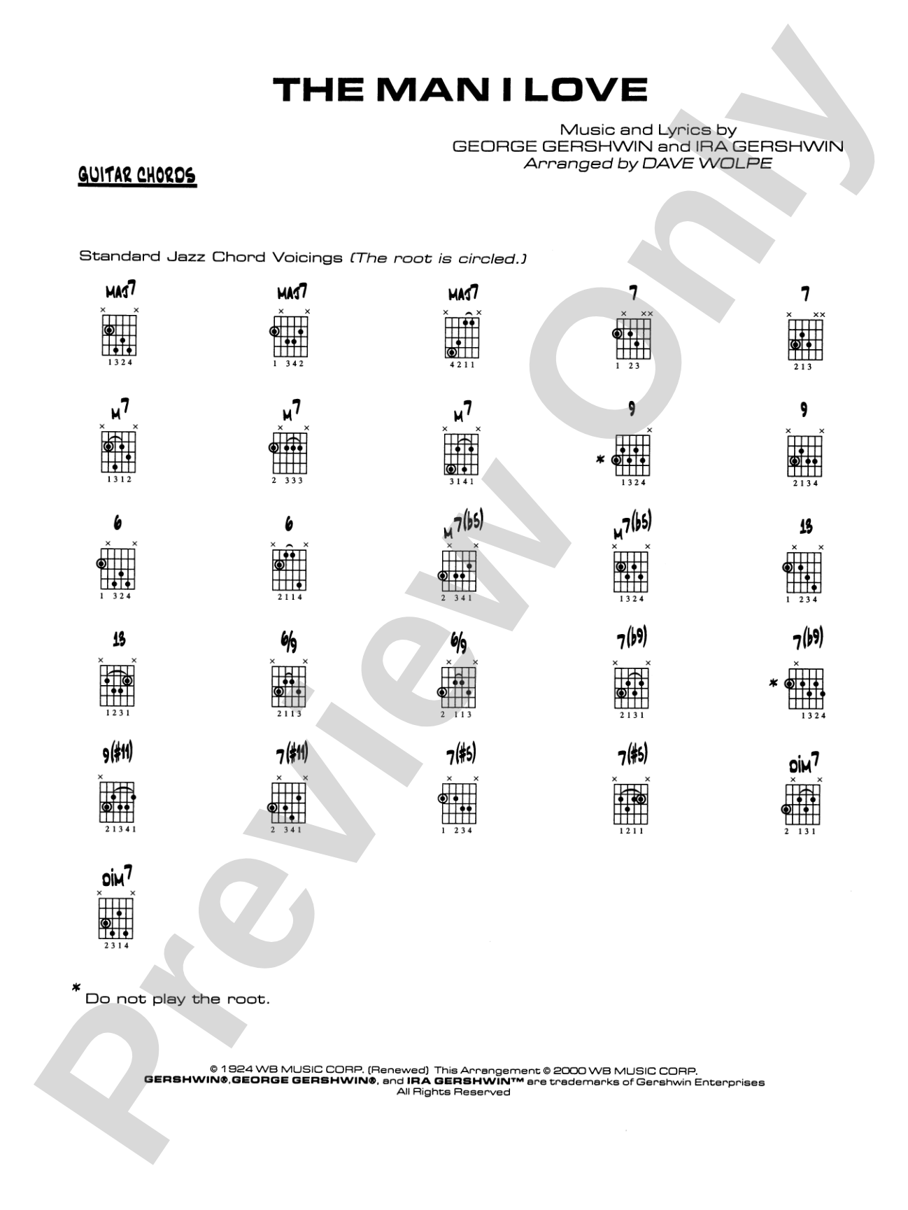 The Man I Love: Guitar Chords