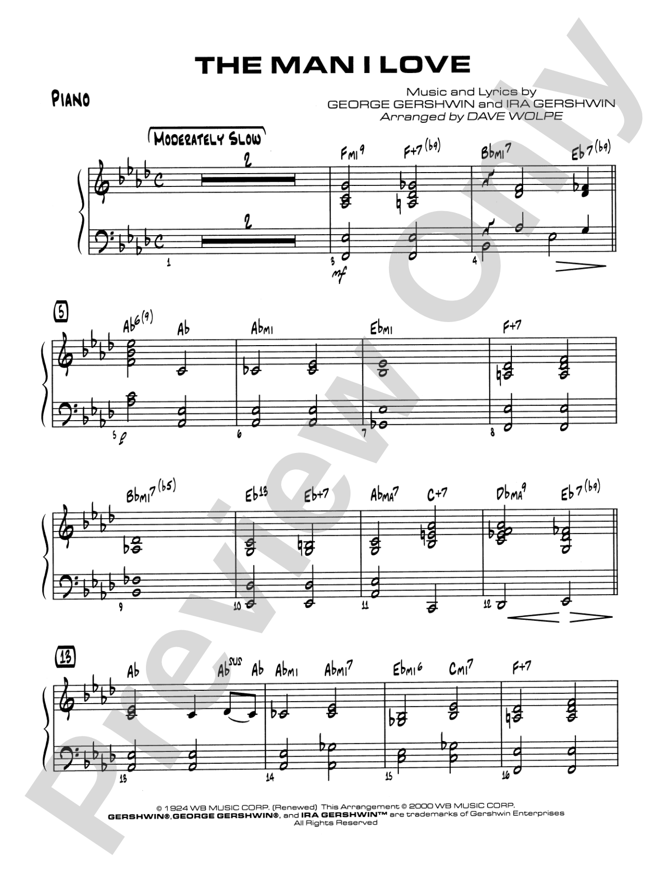 The Man I Love: Piano Accompaniment