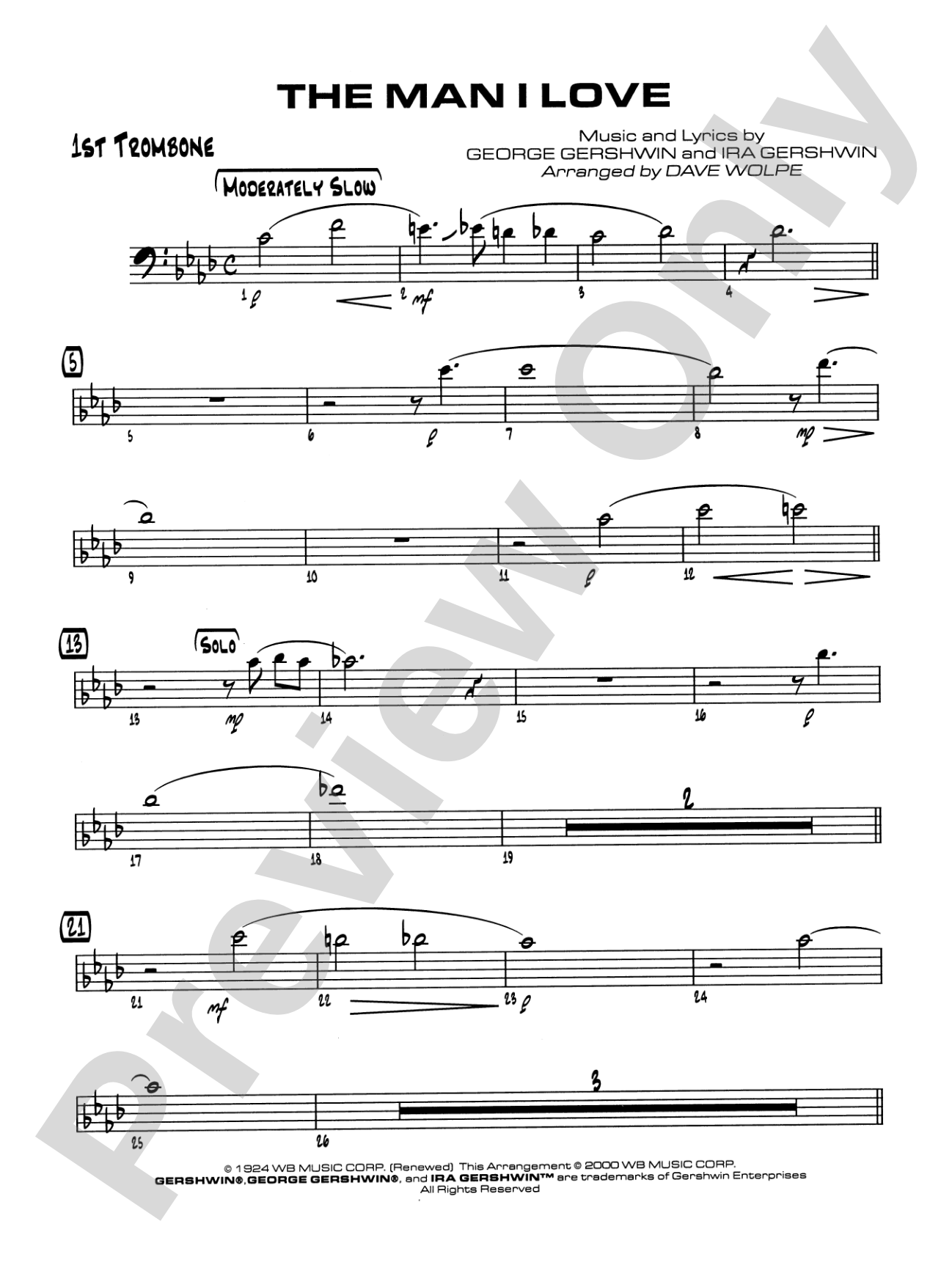 The Man I Love: 1st Trombone