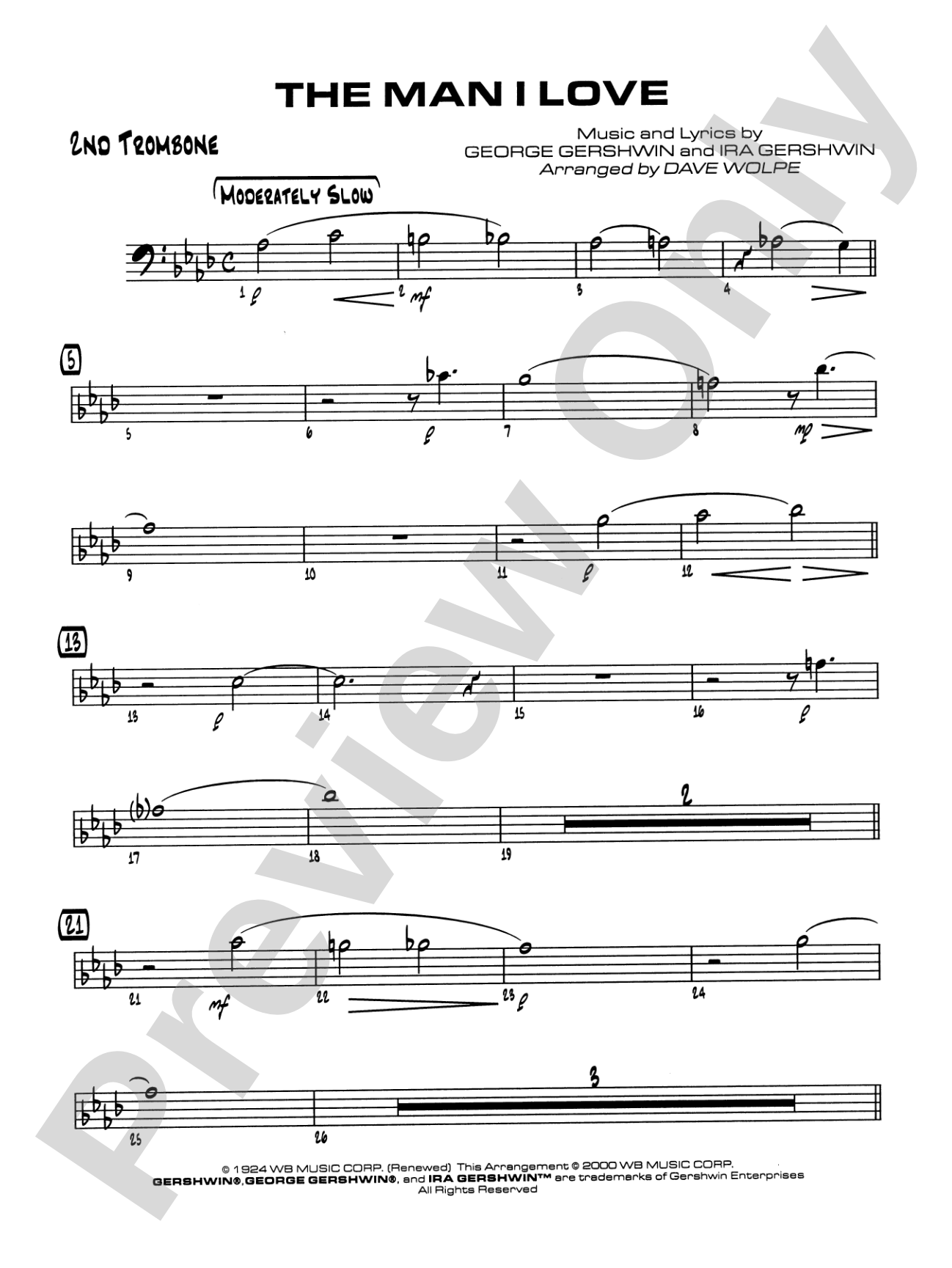The Man I Love: 2nd Trombone