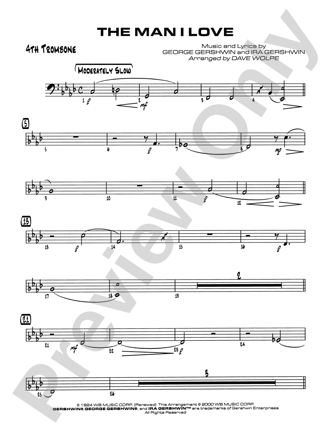 The Man I Love: 4th Trombone