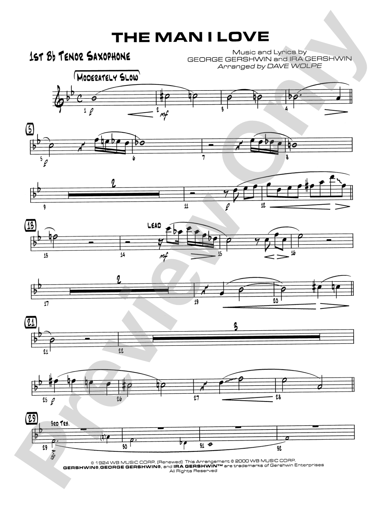 The Man I Love: B-flat Tenor Saxophone