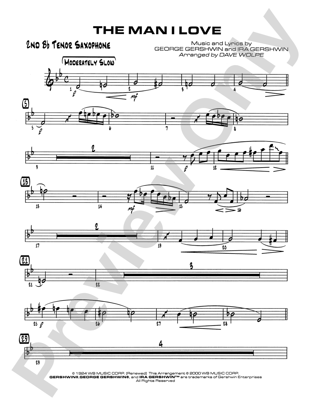 The Man I Love: 2nd B-flat Tenor Saxophone
