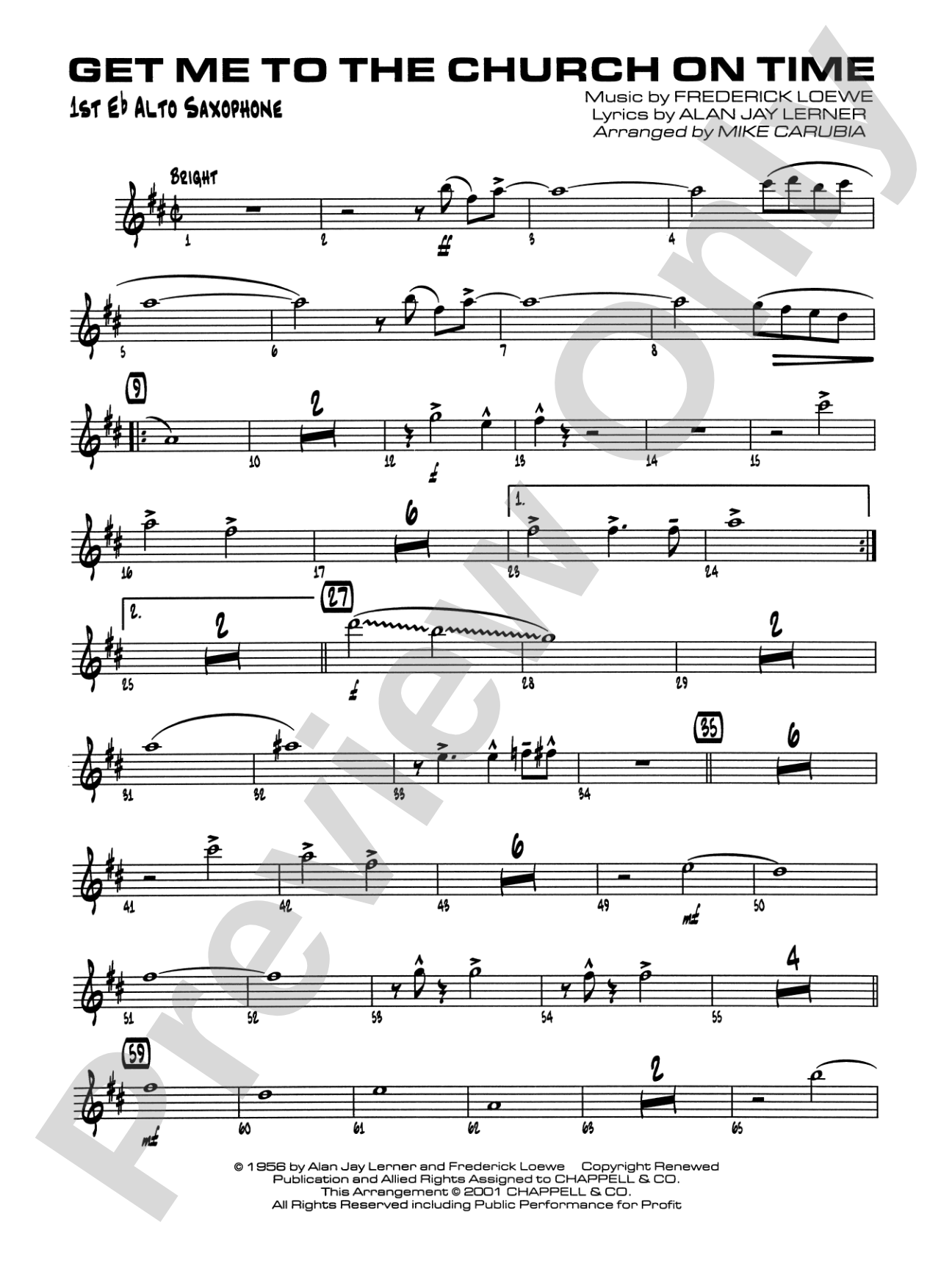 Get Me to the Church on Time: E-flat Alto Saxophone