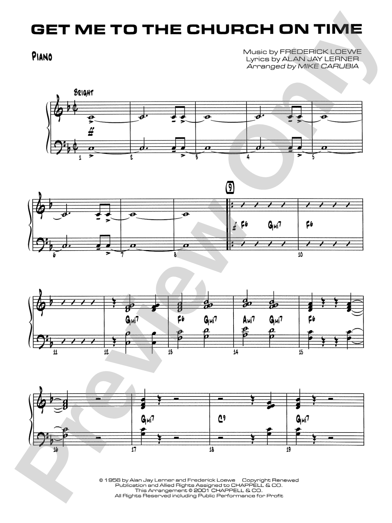 Get Me to the Church on Time: Piano Accompaniment