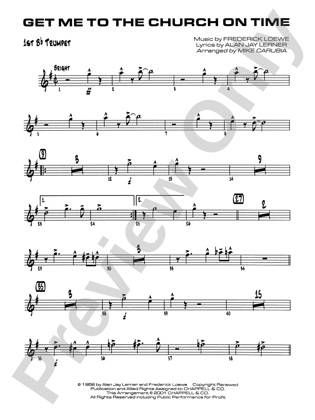Get Me to the Church on Time: 1st B-flat Trumpet