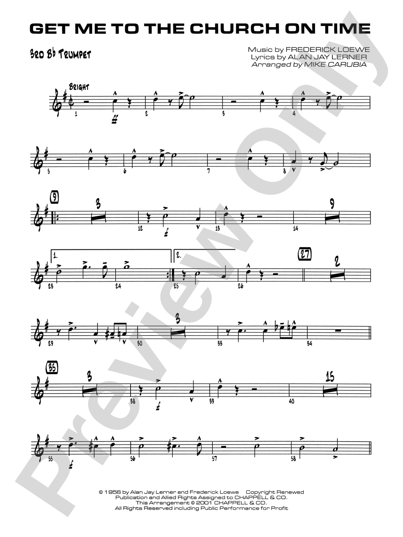 Get Me to the Church on Time: 3rd B-flat Trumpet