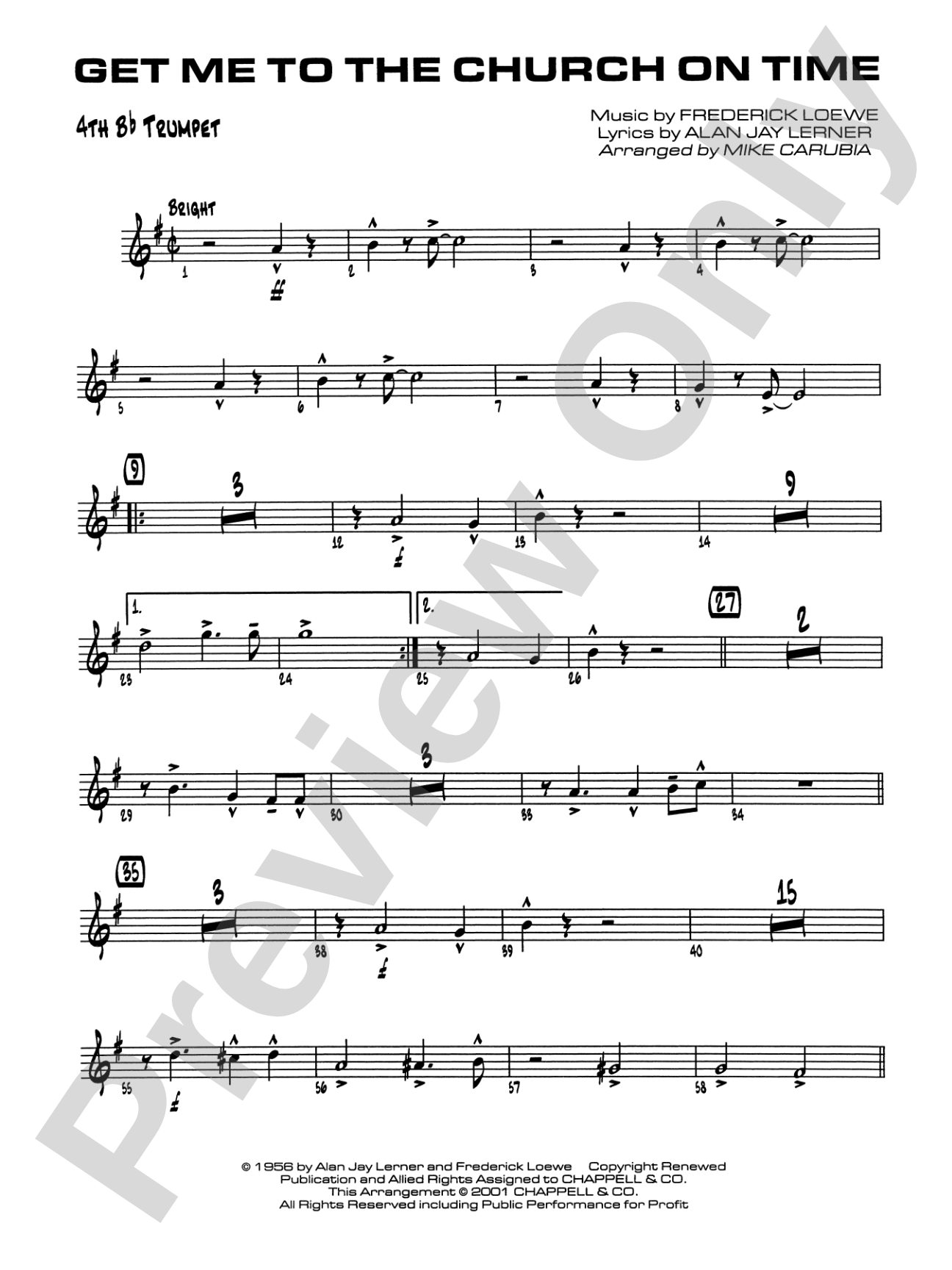 Get Me to the Church on Time: 4th B-flat Trumpet
