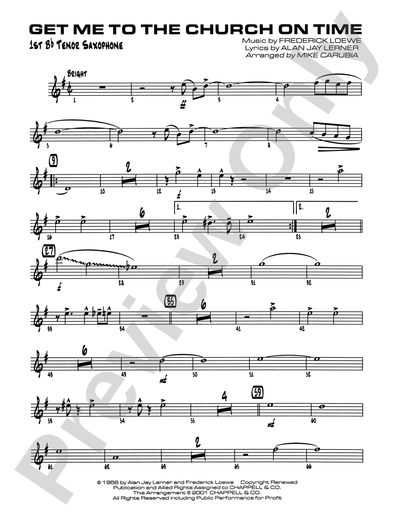 Get Me to the Church on Time: B-flat Tenor Saxophone