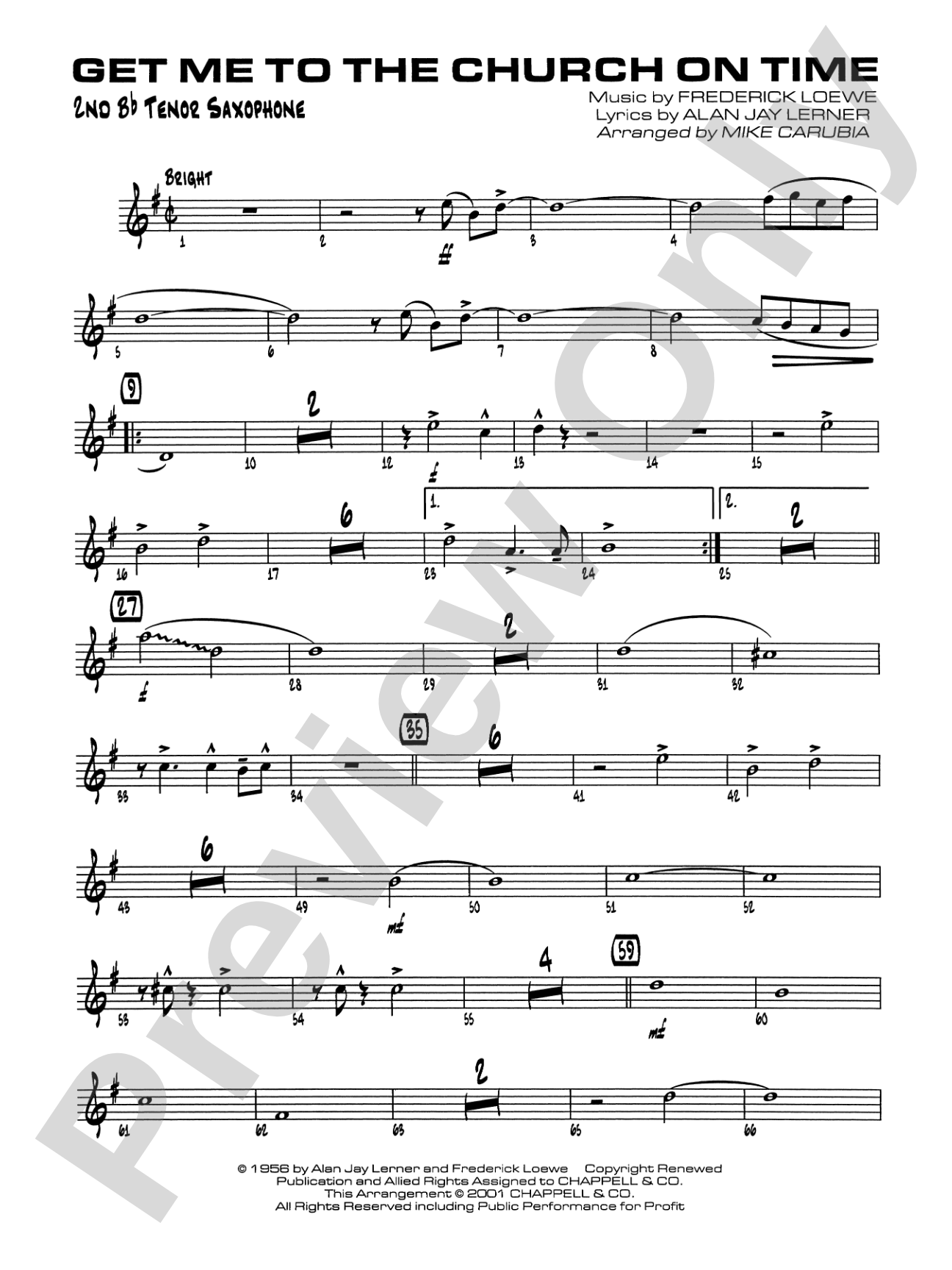 Get Me to the Church on Time: 2nd B-flat Tenor Saxophone