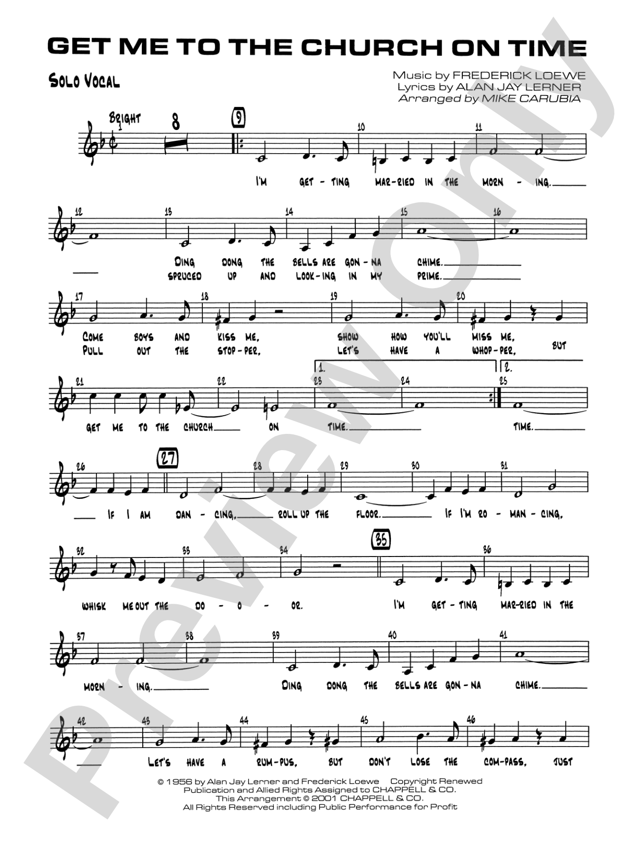 Get Me to the Church on Time: Vocal Solo