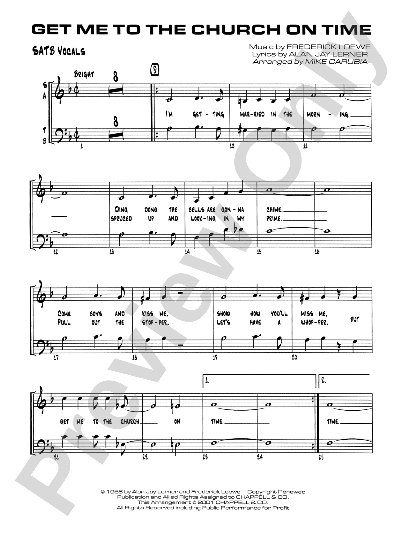Get Me to the Church on Time: SATB Vocals