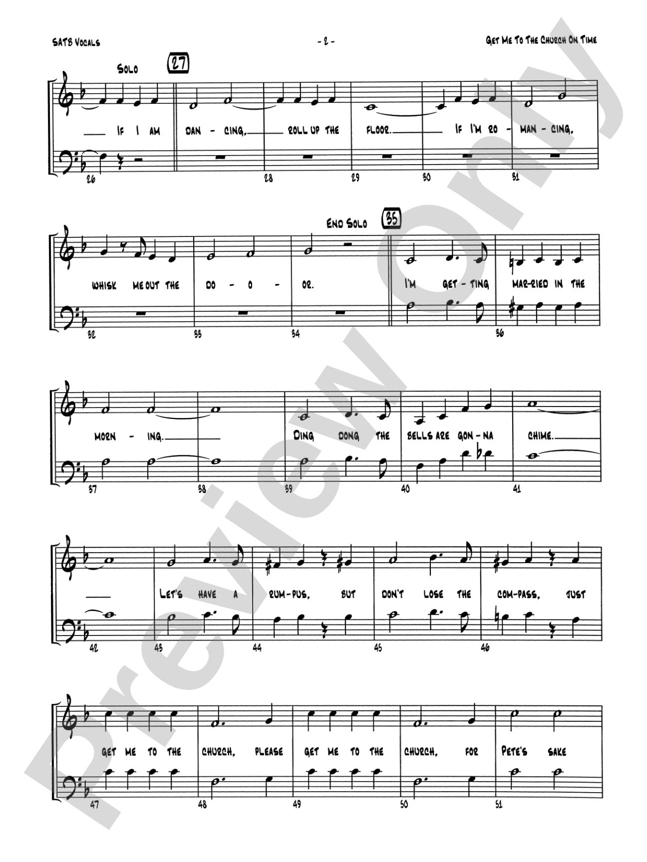 Get Me to the Church on Time: SATB Vocals
