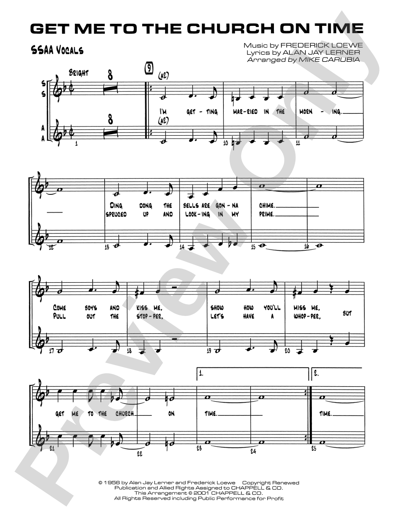 Get Me to the Church on Time: SSAA Vocals