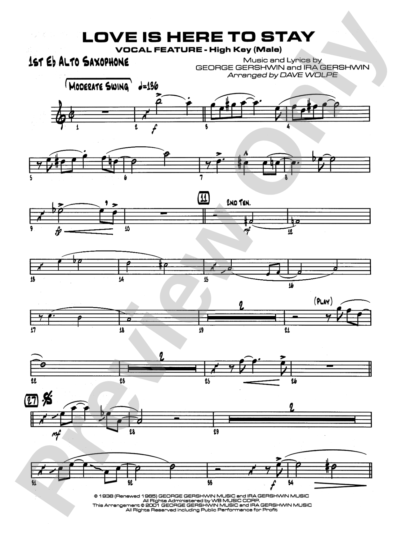 Love Is Here to Stay: E-flat Alto Saxophone