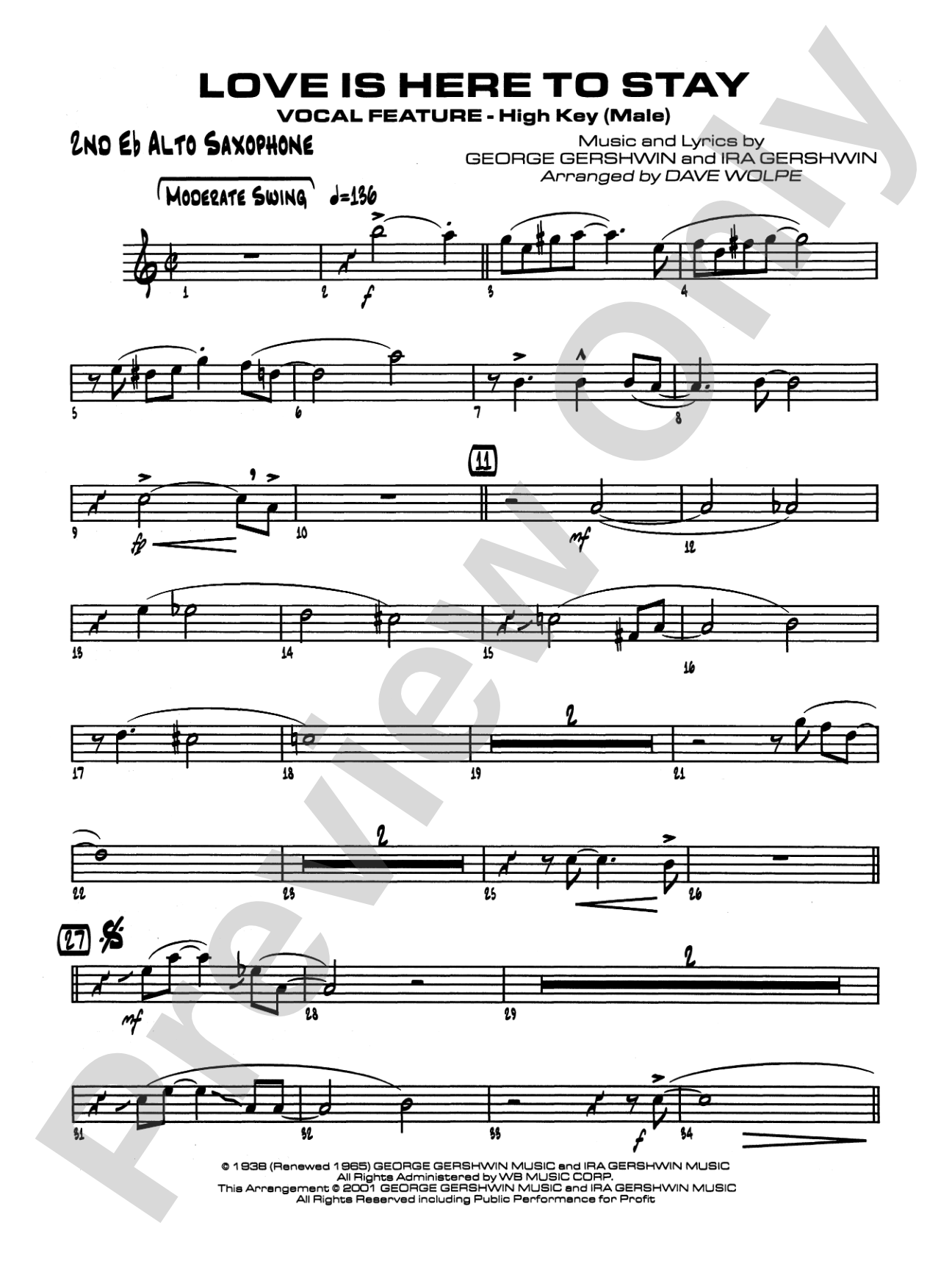 Love Is Here to Stay: 2nd E-flat Alto Saxophone