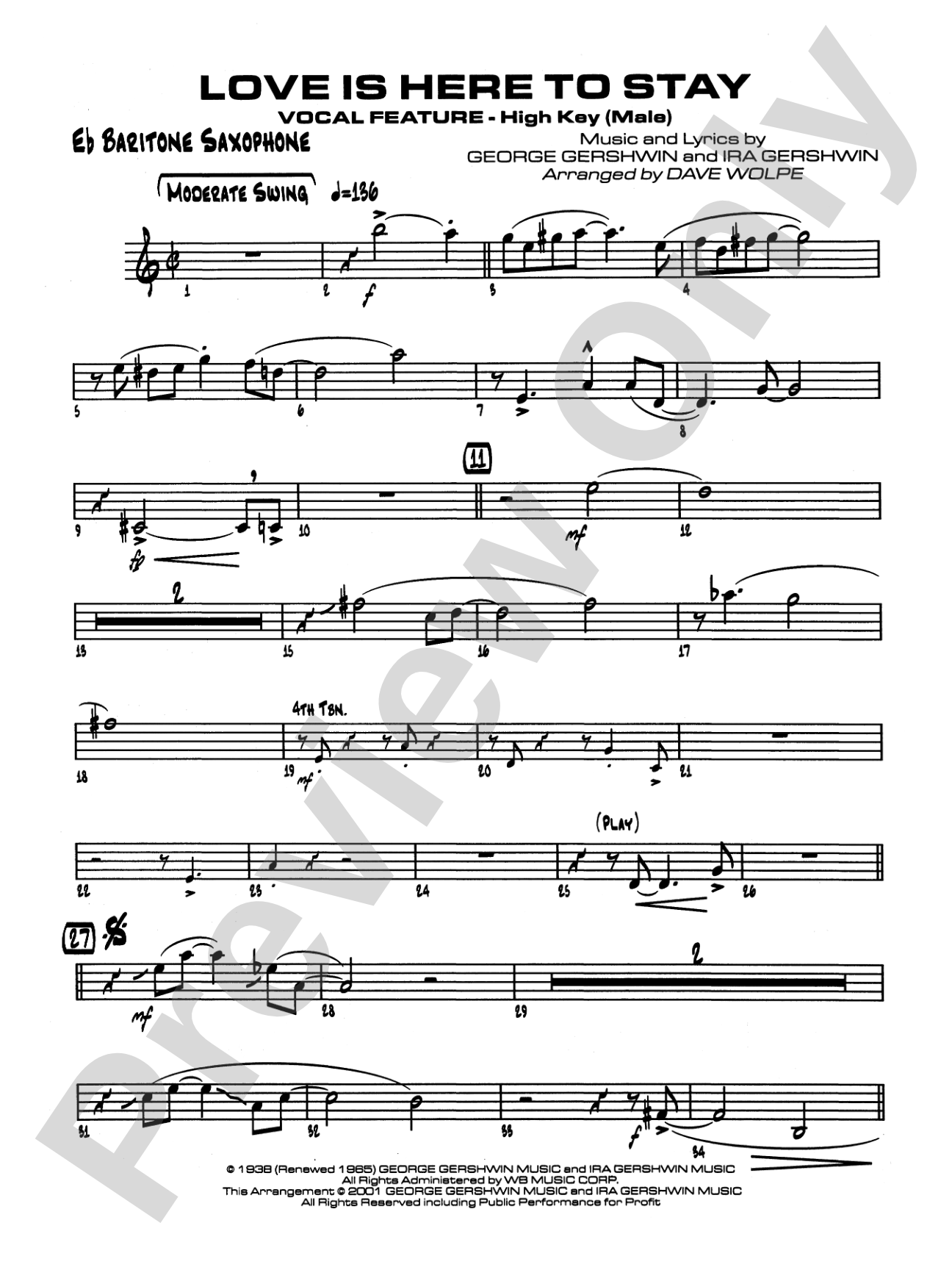 Love Is Here to Stay: E-flat Baritone Saxophone