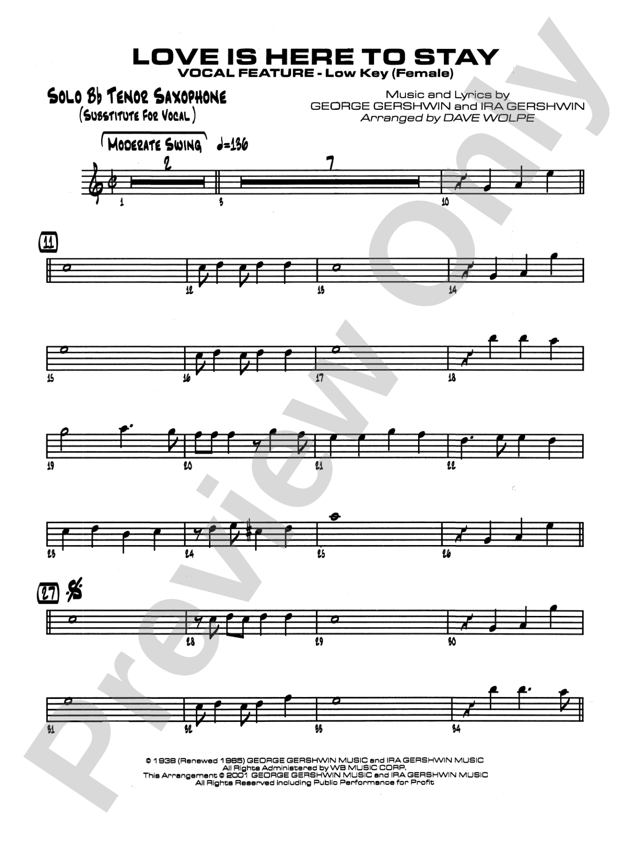 Love Is Here to Stay: Solo Tenor Saxophone