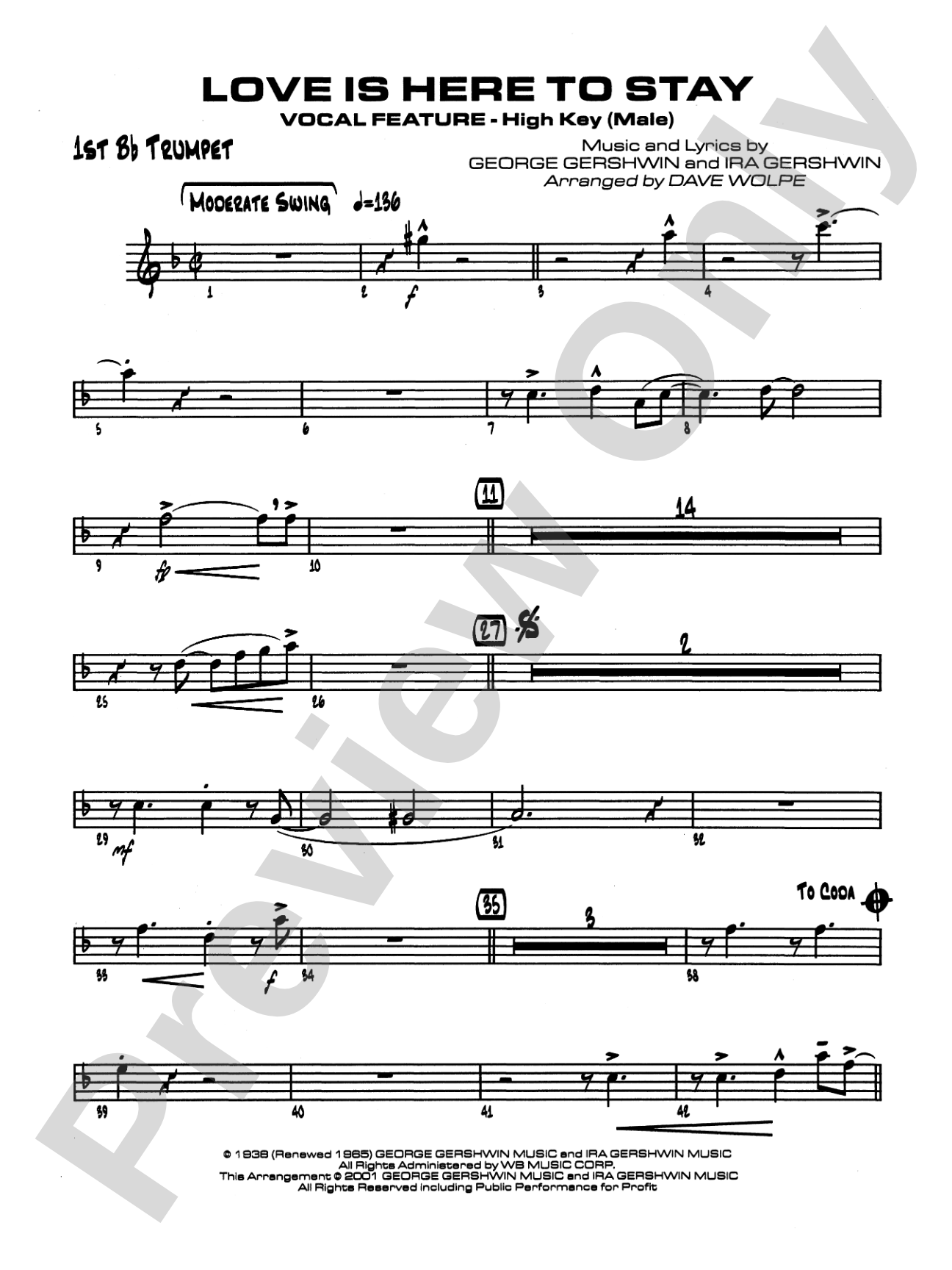 Love Is Here to Stay: 1st B-flat Trumpet