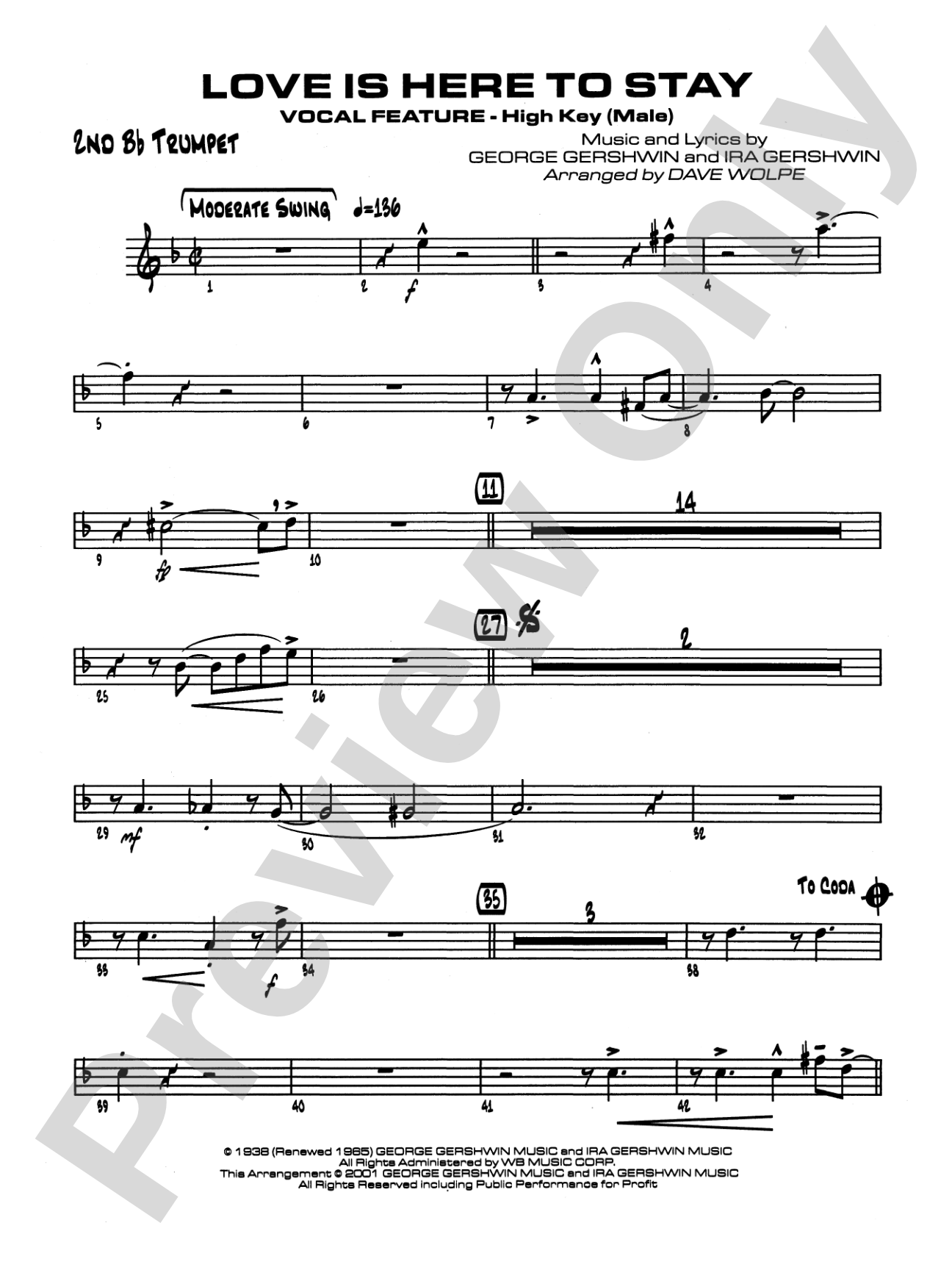 Love Is Here to Stay: 2nd B-flat Trumpet