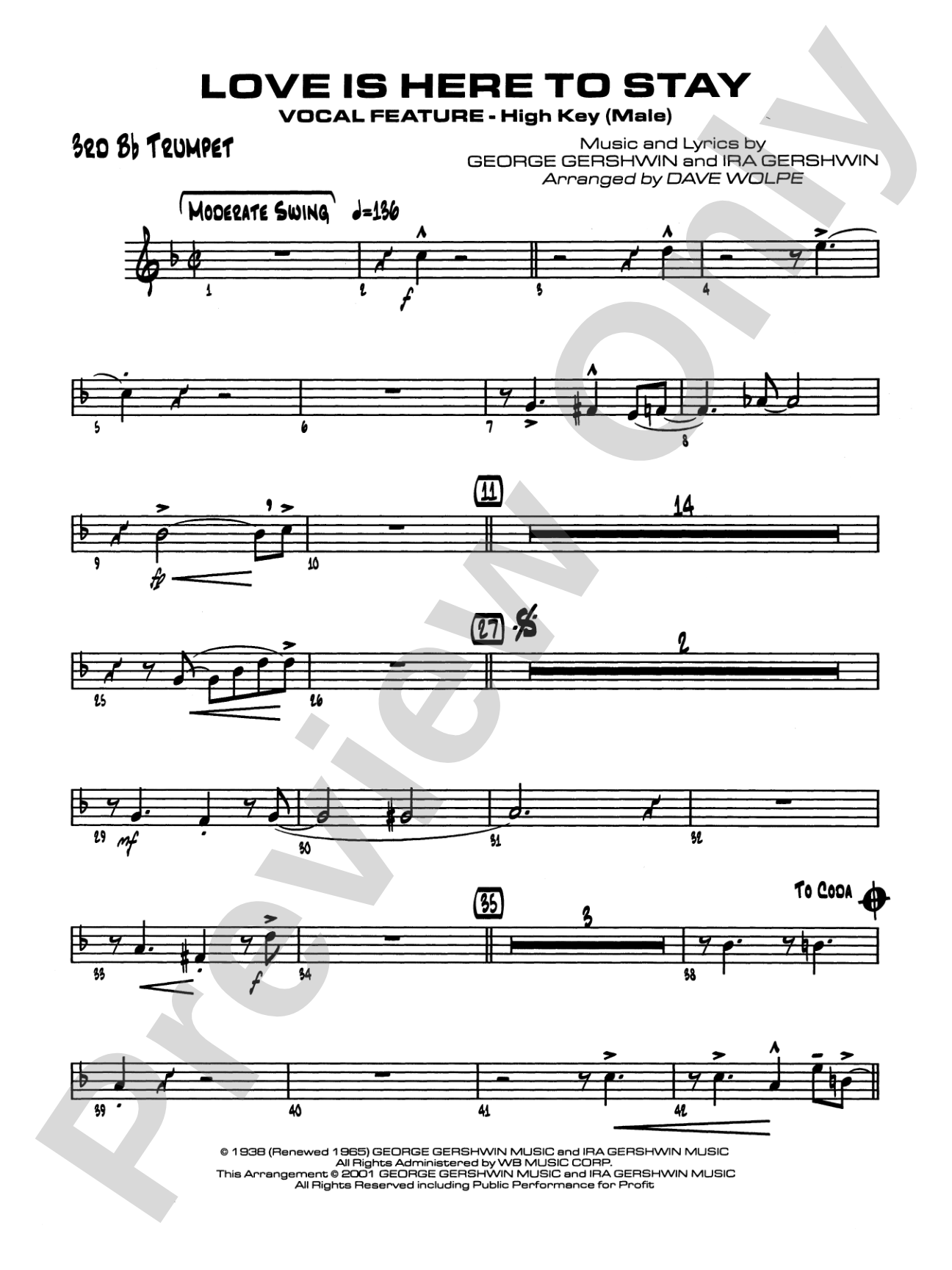 Love Is Here to Stay: 3rd B-flat Trumpet