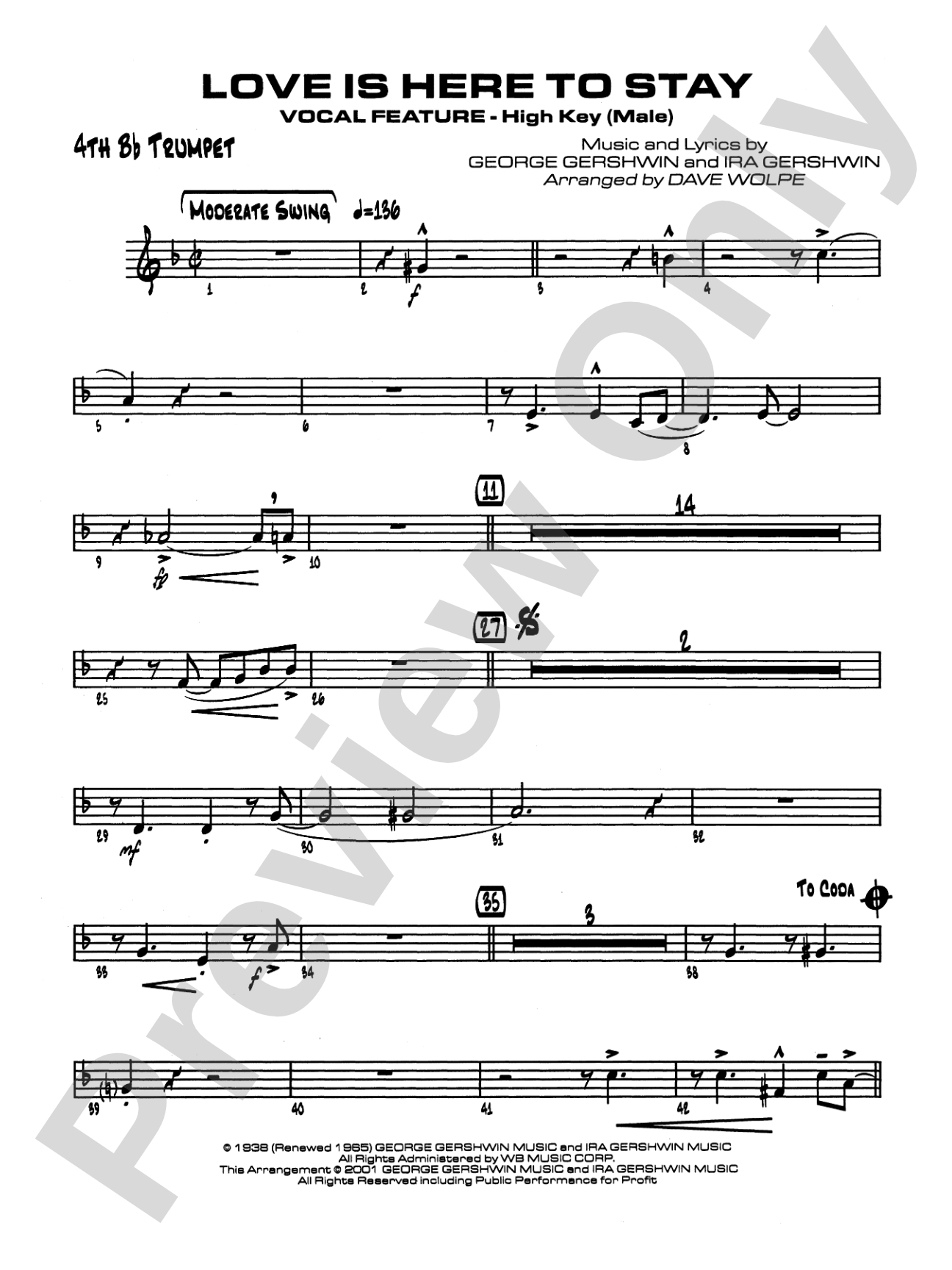 Love Is Here to Stay: 4th B-flat Trumpet