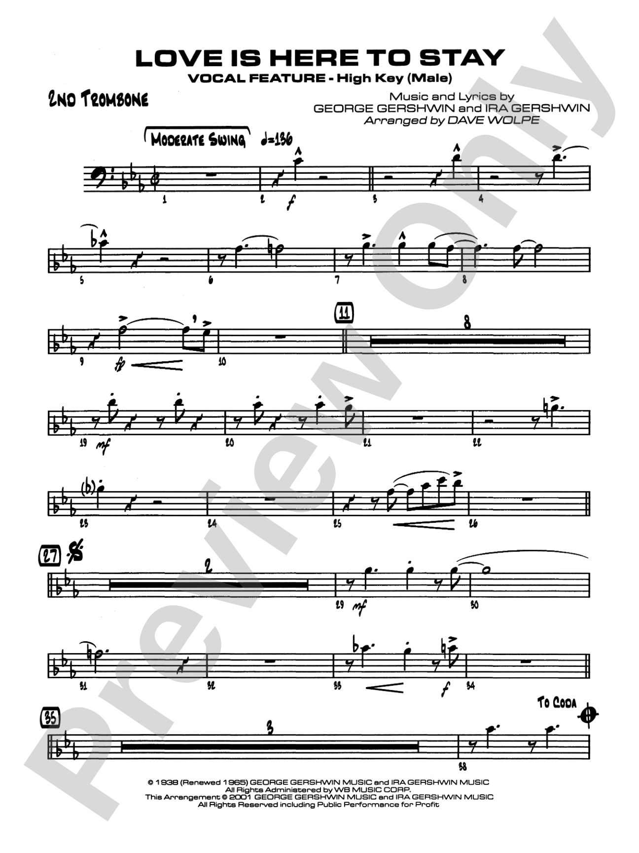 Love Is Here to Stay: 2nd Trombone