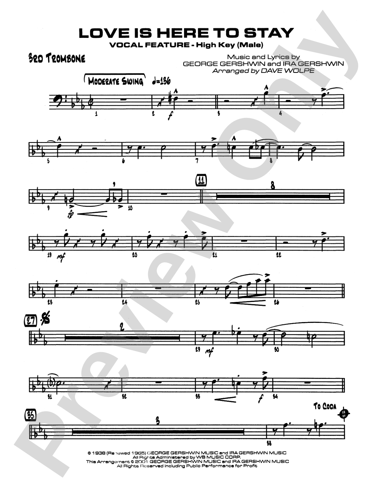 Love Is Here to Stay: 3rd Trombone