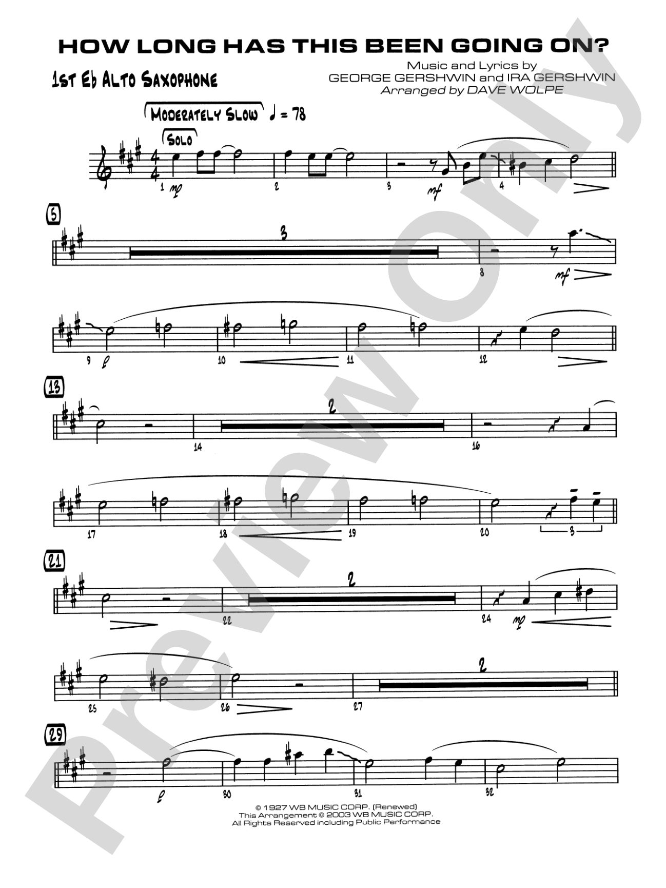 How Long Has This Been Going On: E-flat Alto Saxophone