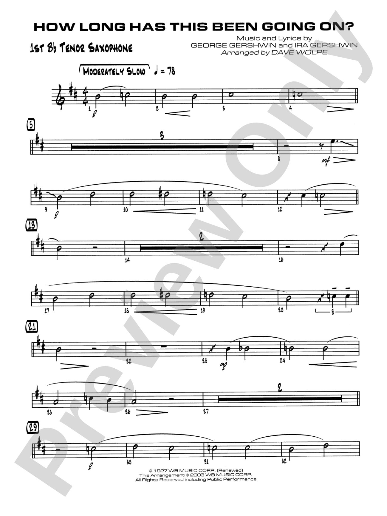 How Long Has This Been Going On: B-flat Tenor Saxophone