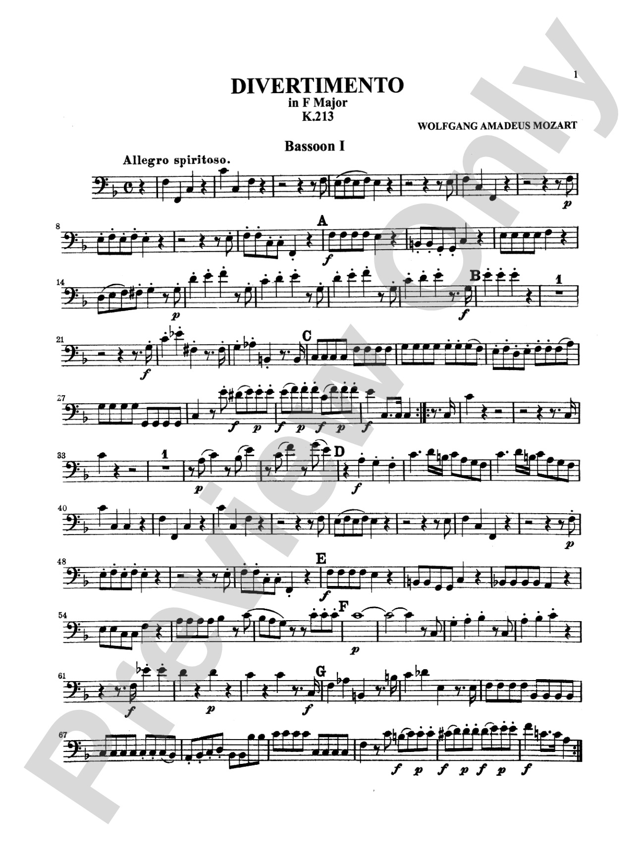 Six Divertimenti: Bassoon
