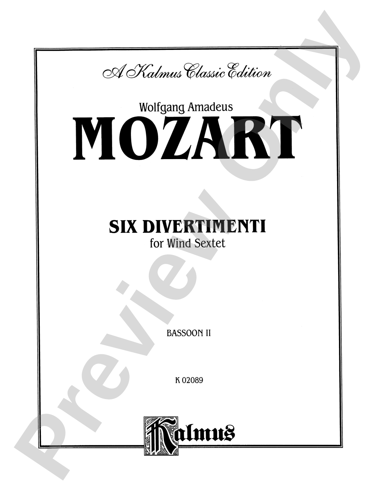 Six Divertimenti: 2nd Bassoon